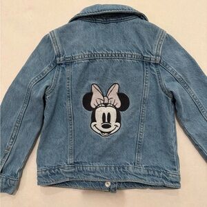 Gap Disney Sz 4 Girl's Denim Jacket, Gathered Sleeve, Snap Buttons, Medium Wash